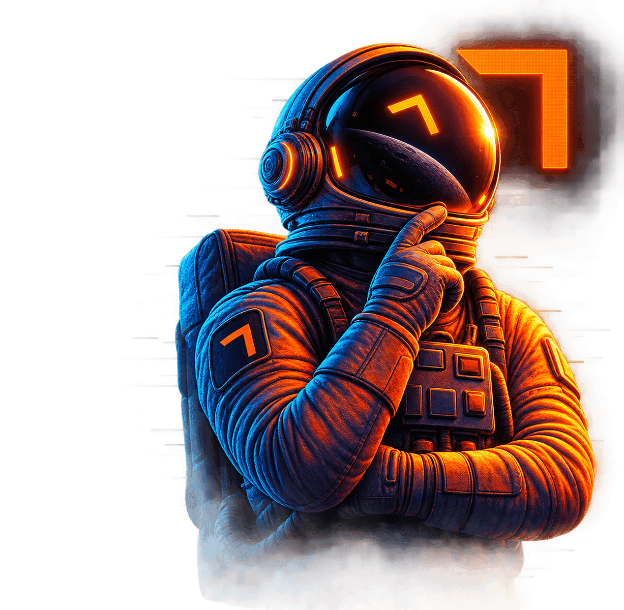 Astronauta de Modo Creador pensando